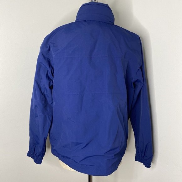 LL Bean Mens Windbreaker Jackets Sz M Blue Nylon Hood Pockets Coat - Picture 6 of 8